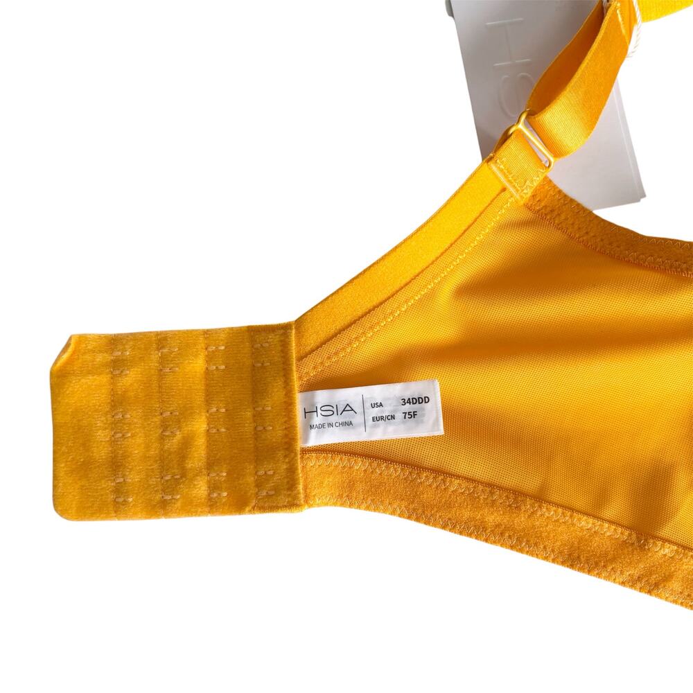 HSIA Enchante Cadmium Yellow Lace Soft Mesh Underwire Bra Women's 34DDD Lingerie - Picture 6 of 7